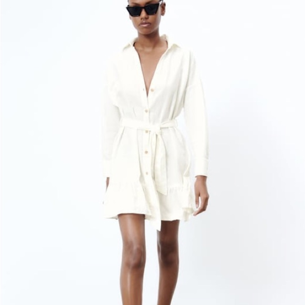 Zara Linen Blend Shirtdress new with tags!